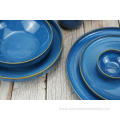 Reactive glazed stoneware dinner set in Starry blue